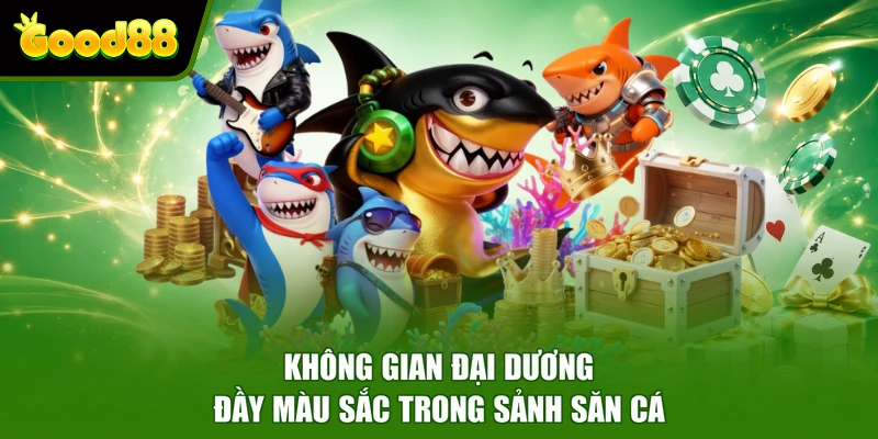 Bắn Cá Good88 - Chuyên Mục Giải Trí Săn Thưởng Độc Đáo Không gian đại dương đầy màu sắc trong sảnh săn cá